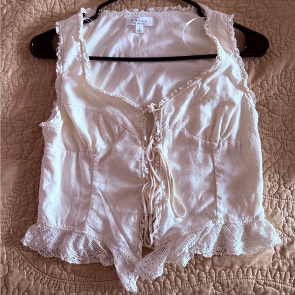 New Look Tops - New Look Cream Lace-Up Sleeveless Blouse